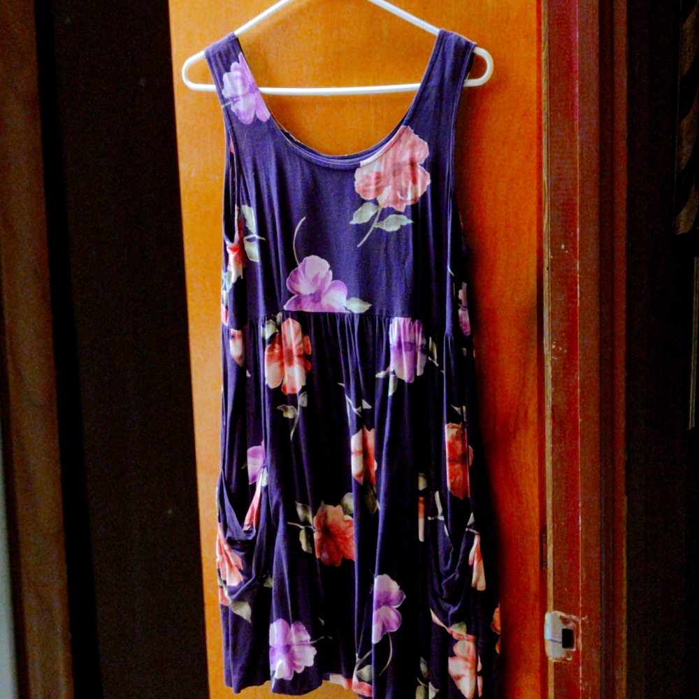 Purple flower dress.